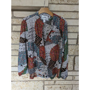 Women's Joseph Ribkoff Blazer Size 16 White Multi-color